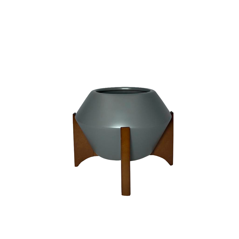180265 vaso 2 circulo com suporte madeira cinza
