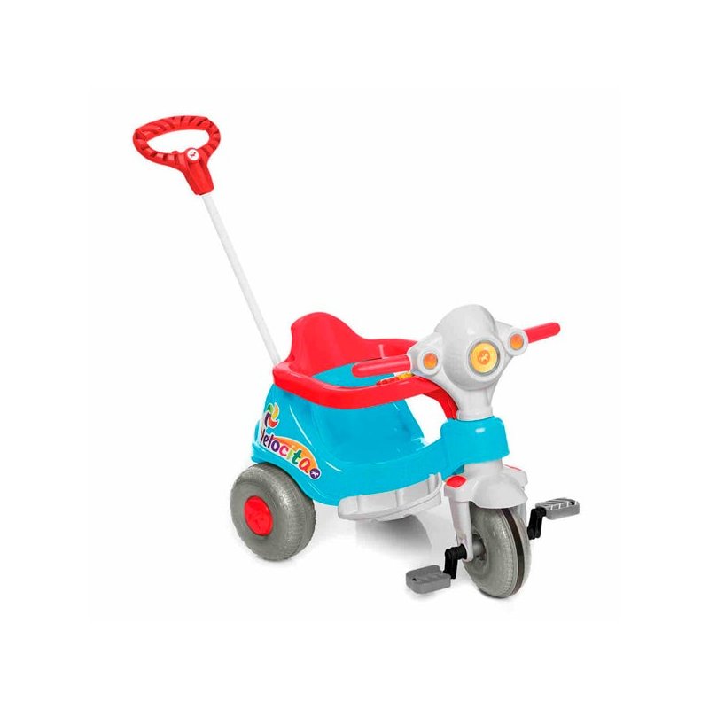 Triciclo Motoca Infantil Passeio Empurrador Pedal Som Azul